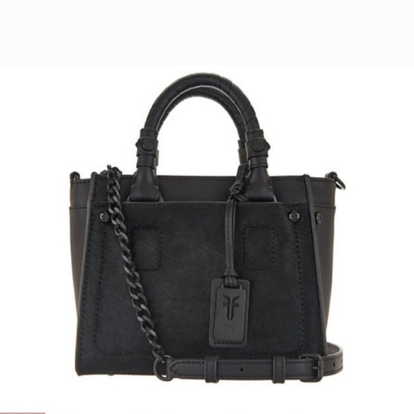 Frye Demi Mini Leather Satchel with calf hair on the front. - Picture 1 of 12